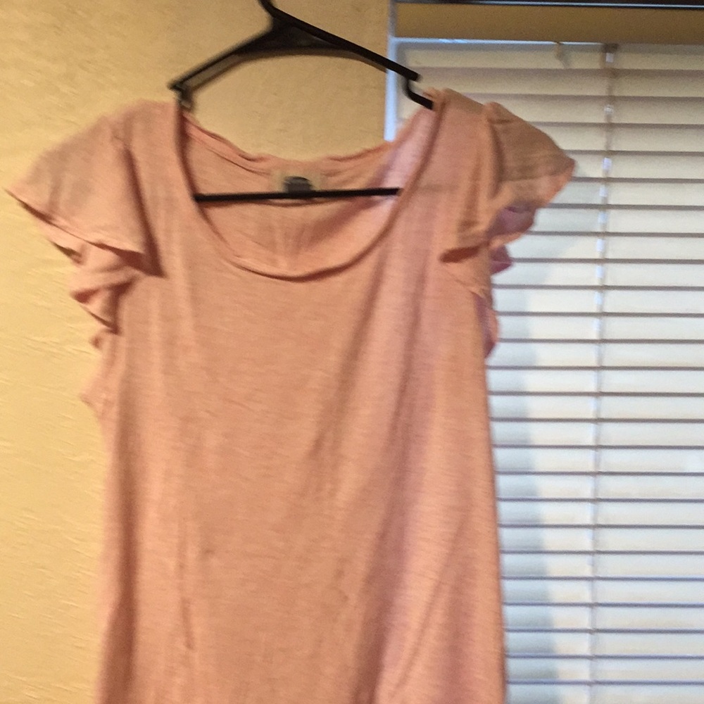 Ruffle sleeve pink T
